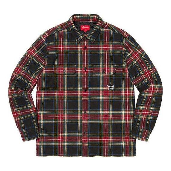 

Рубашка quilted plaid flannel shirt 'green red' Supreme, зеленый