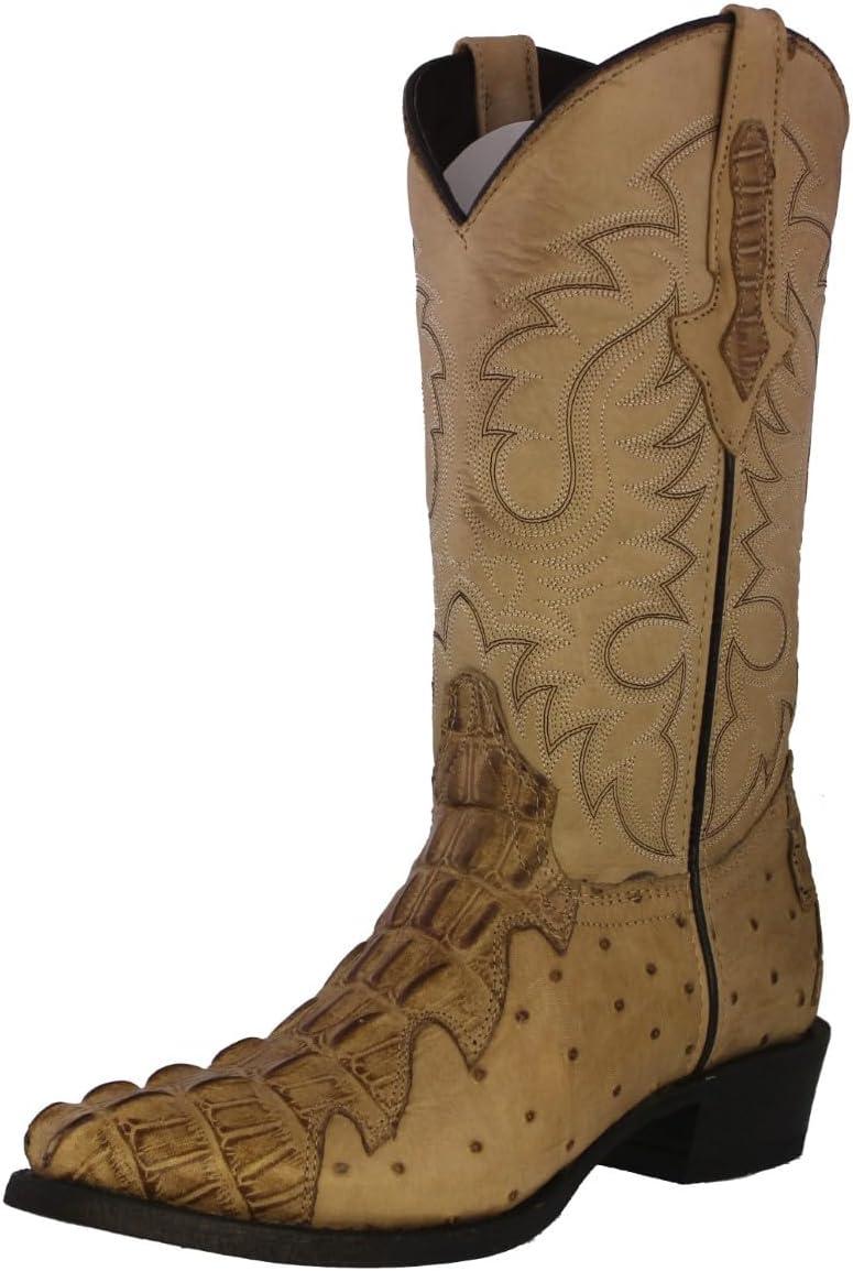 Мужские сандали Western Cowboy от Texas Legacy с рисунком крокодила и страуса, модель J Toe, Sand — фото 2
