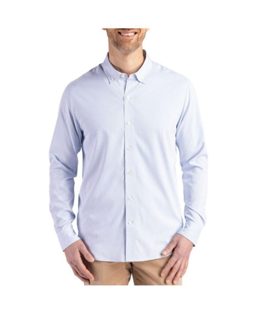 

Рубашка в тонкую полоску с длинными рукавами больших размеров Cutter & Buck, Pale blue/white