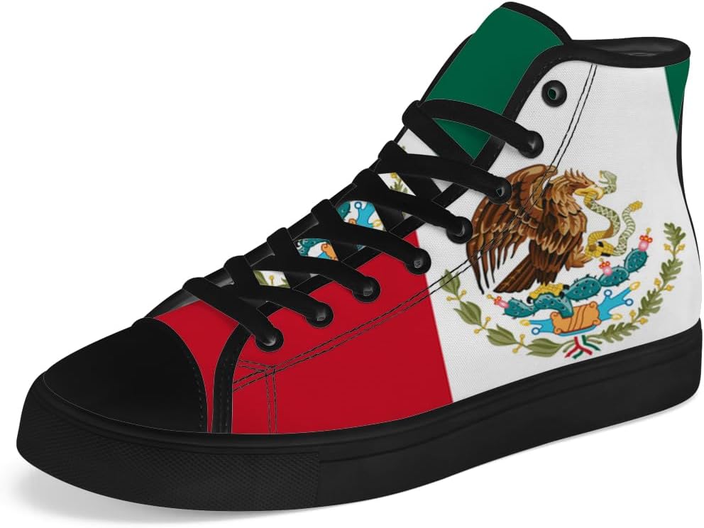 

Мужские и женские высокие кеды из ткани с флагом Мексики, с шнуровкой, повседневная обувь Chebing, белый