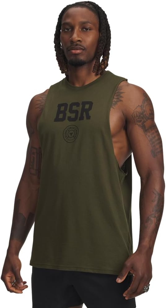 

Футболка Under Armour Men's Project Rock Blood Sweat Respect Tank, (308) Expedition Green/Black, Черный, Футболка Under Armour Men's Project Rock Blood Sweat Respect Tank, (308) Expedition Green/Black