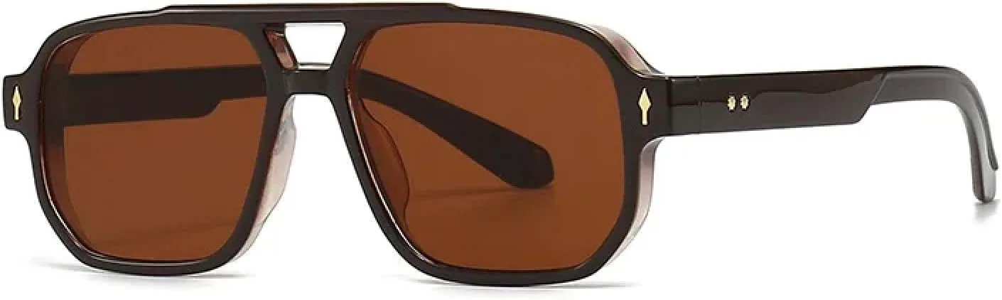 

Роскошные солнцезащитные очки для женщин с градиентным переходом цвета и заклепками, мужские очки для вождения с защитой от УФ-излучения UV400 TVTBBVV, Brown Brown