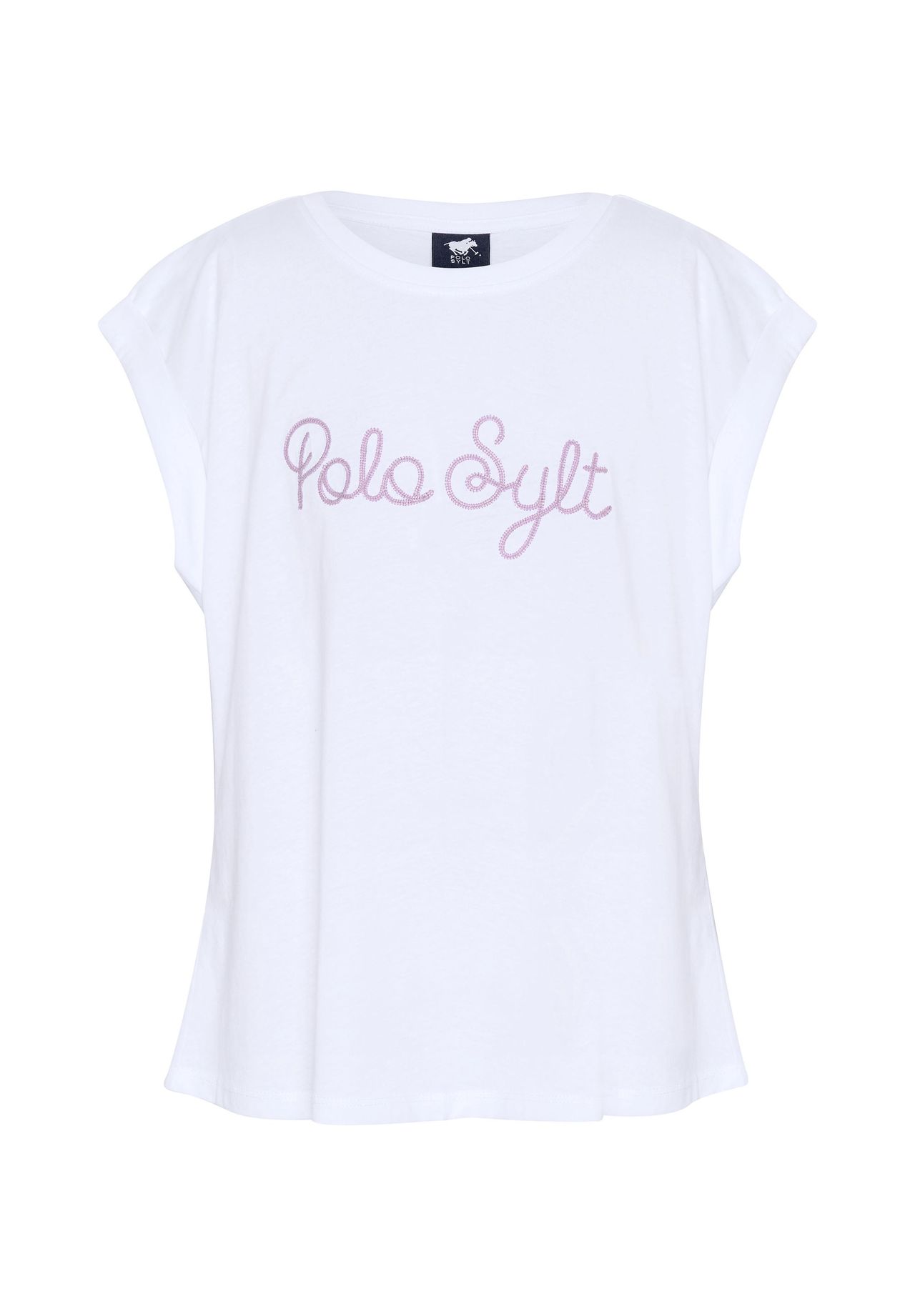

Футболка с вышитым дизайном этикетки POLO SYLT, цвет 11-0601 Bright White
