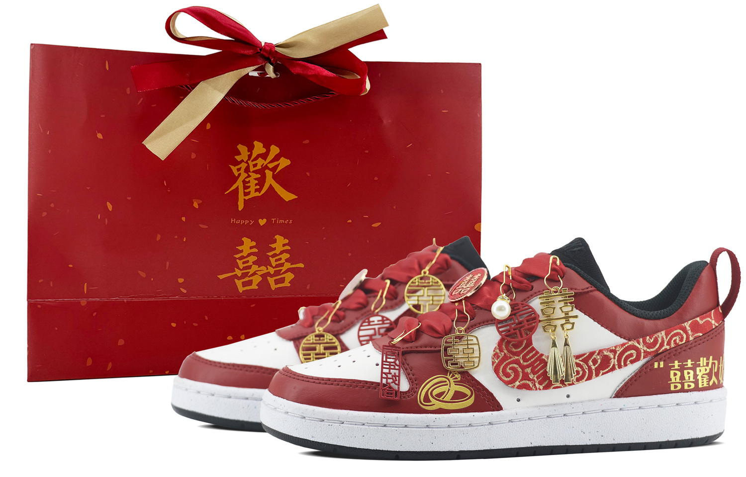 

Nike Court Borough Slip Resistant Abrasion Resistant Low top Kids' Skateboarding Shoes Red