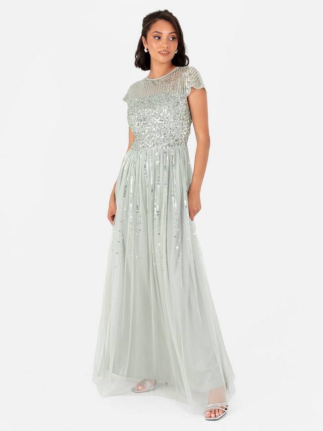 

Платье макси с линейными пайетками Maya Deluxe, Green Lily