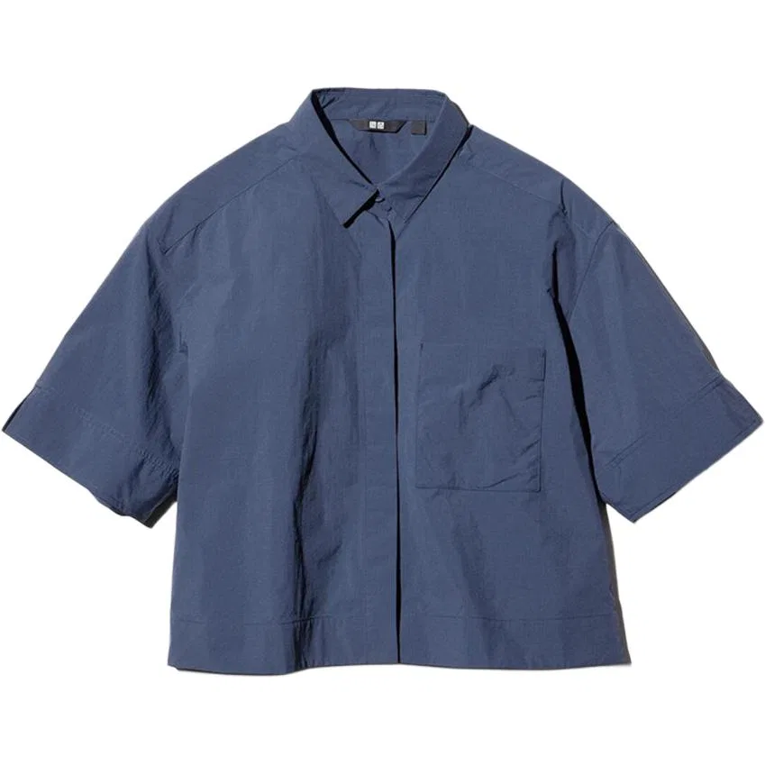 Рубашка женская Navy Blue с острым воротником UNIQLO