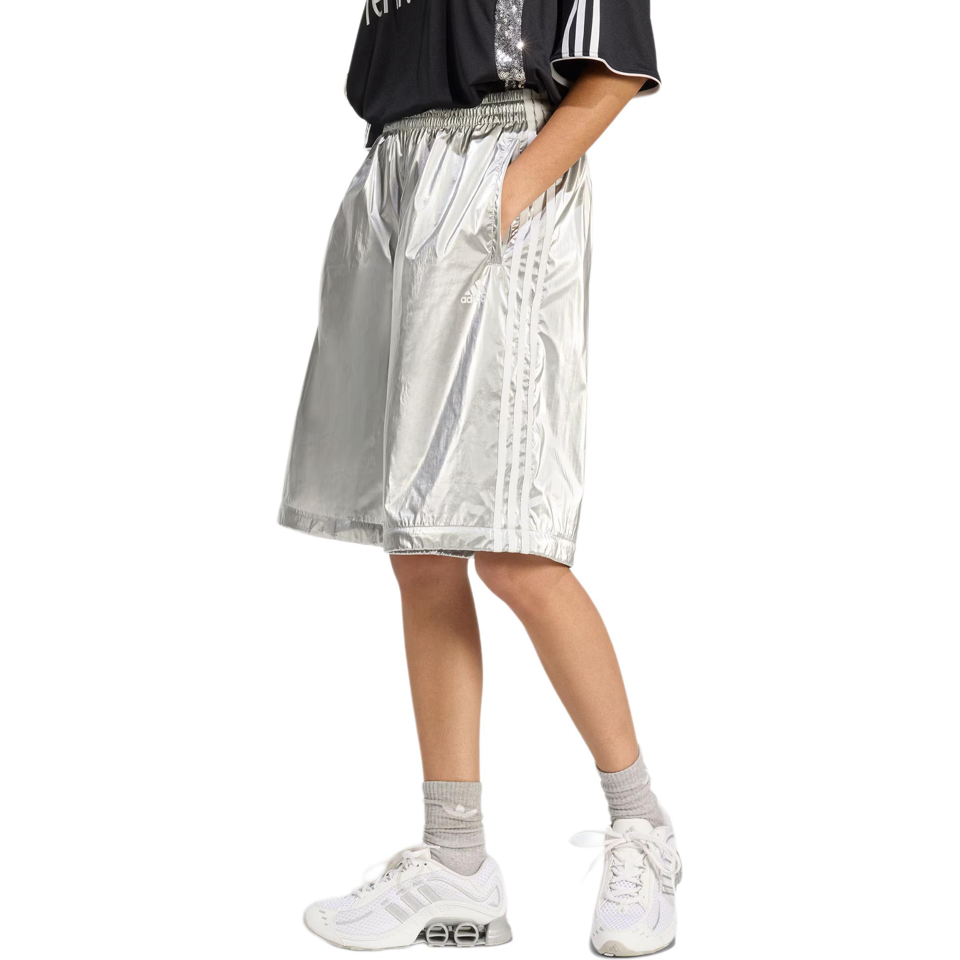 Брюки с боковой полосой и слоями Adidas, металлическое серебро — фото 4