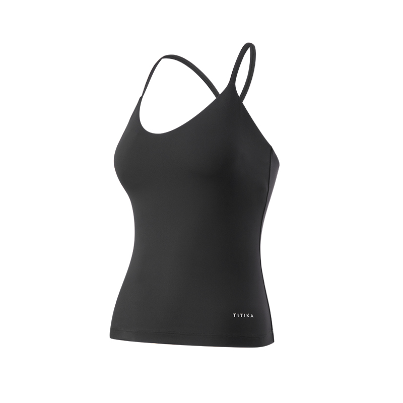 

Просто Персиковый Нюд Спортивный Топ Женский Черный TITIKAACTIVE