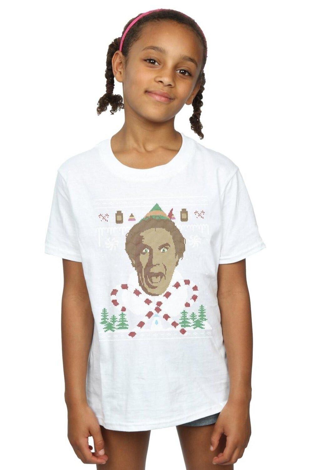 

Хлопковая футболка Christmas Fair Isle Elf, белый