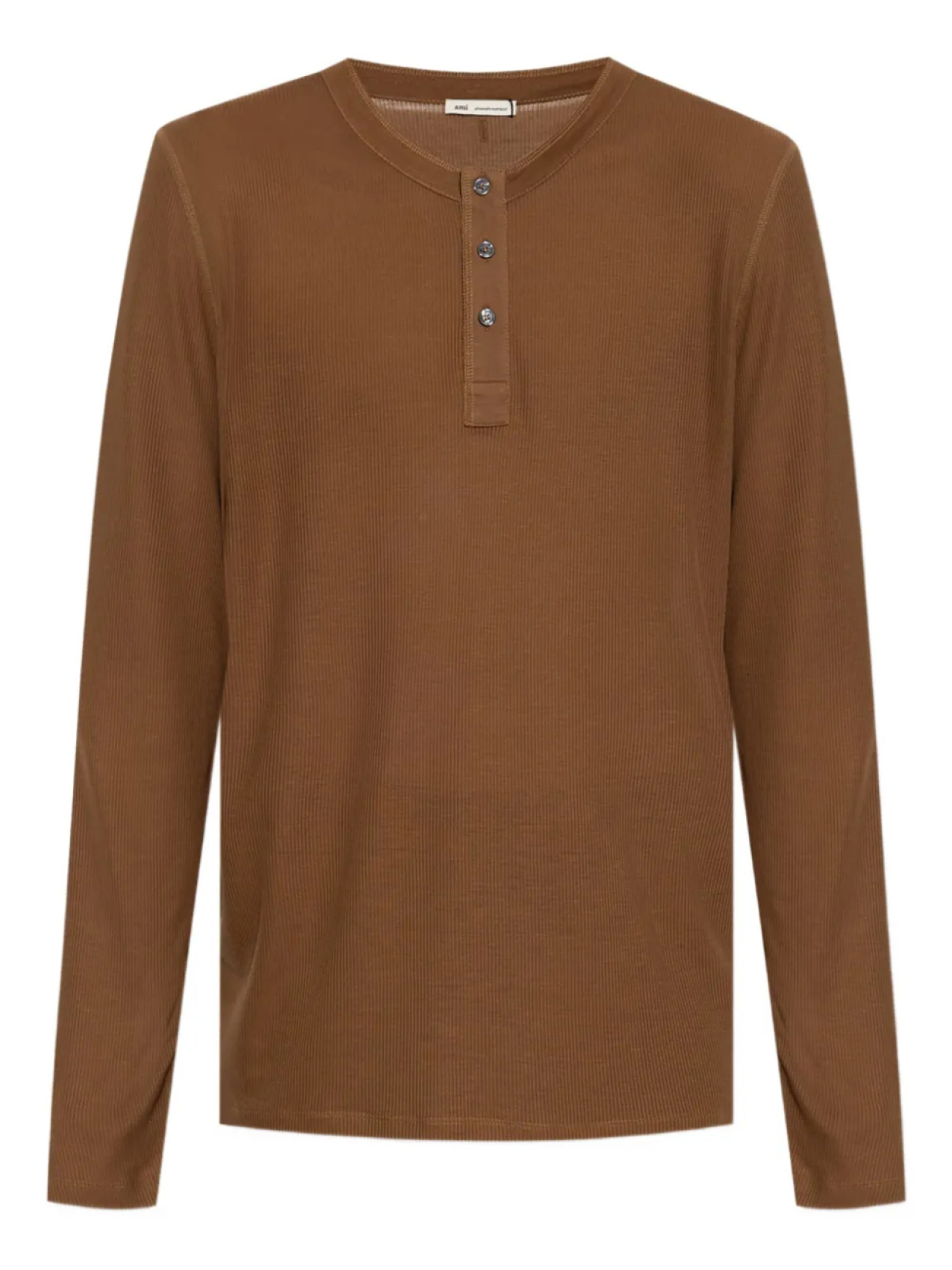 

Футболка AMI Paris в рубчик Henley, коричневый