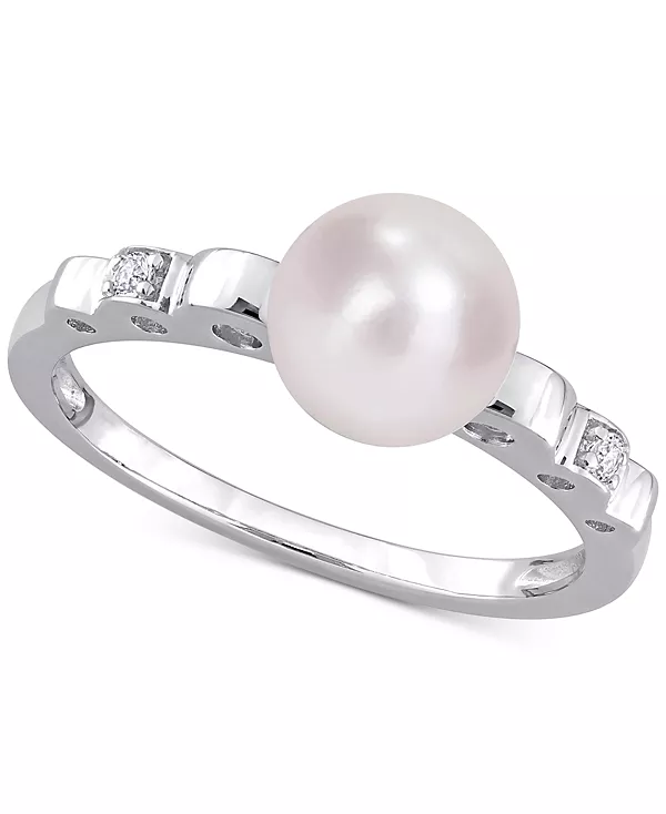 

Кольцо с культивированным пресноводным жемчугом (7 мм) и белым сапфиром, выращенным в лаборатории, из стерлингового серебра Macy'S, white
