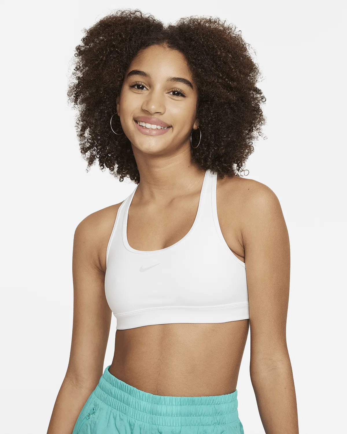 Детский спортивный бюстгальтер Nike Swoosh, White/Pure Platinum