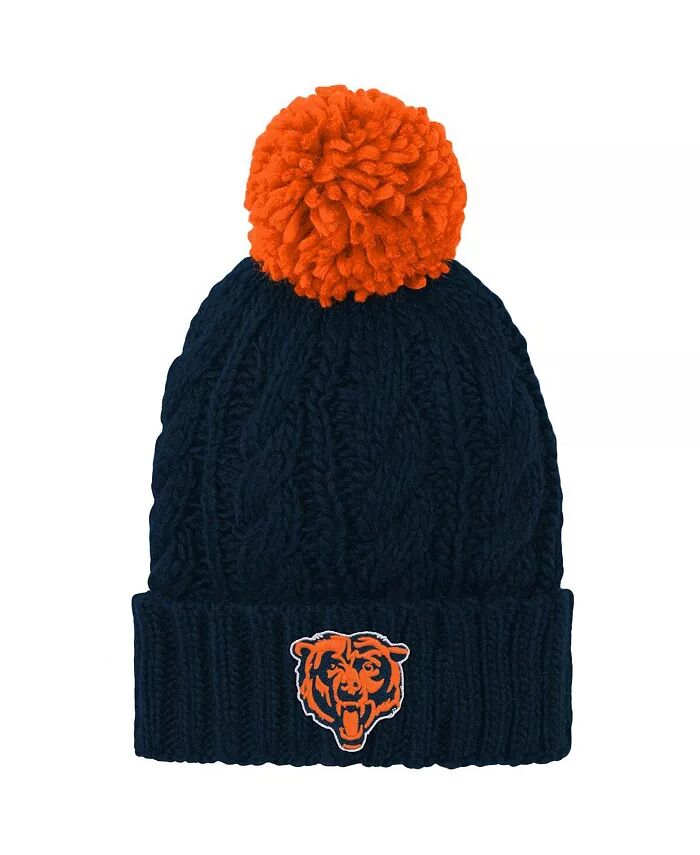 

Вязаная шапка Big Girls Navy Chicago Bears Team Cable Cuffed с помпоном Outerstuff