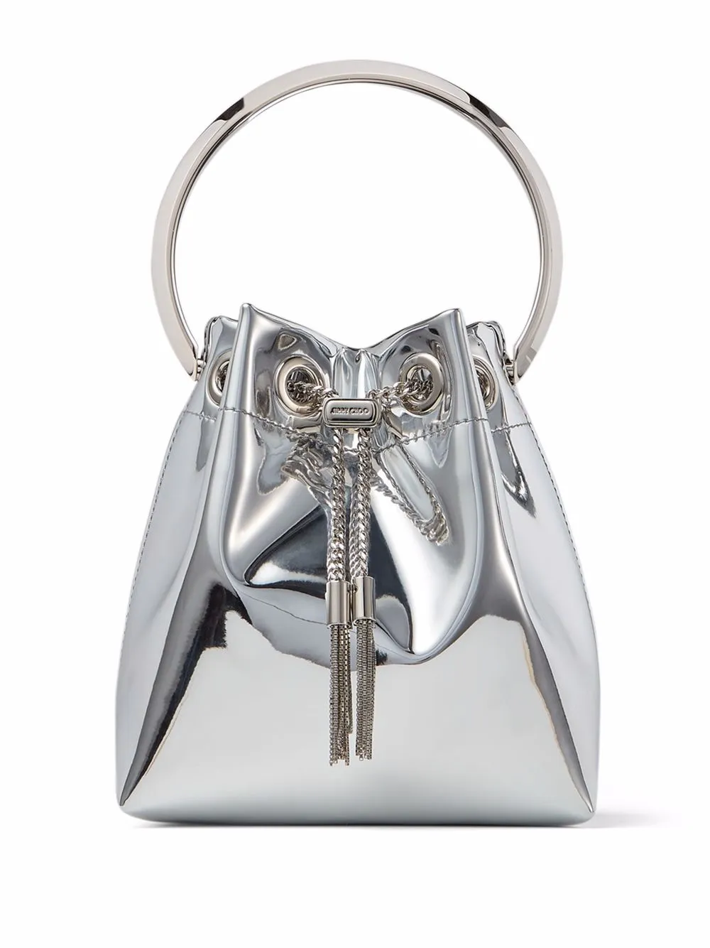 

Сумка-ведро с эффектом металлик JIMMY CHOO, серебяный