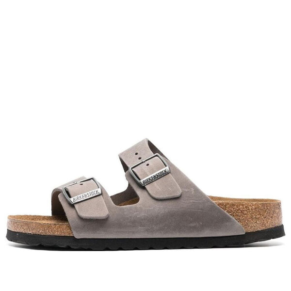 

Тапочки arizona soft footbed oiled leather sandals 'iron' Birkenstock, серый