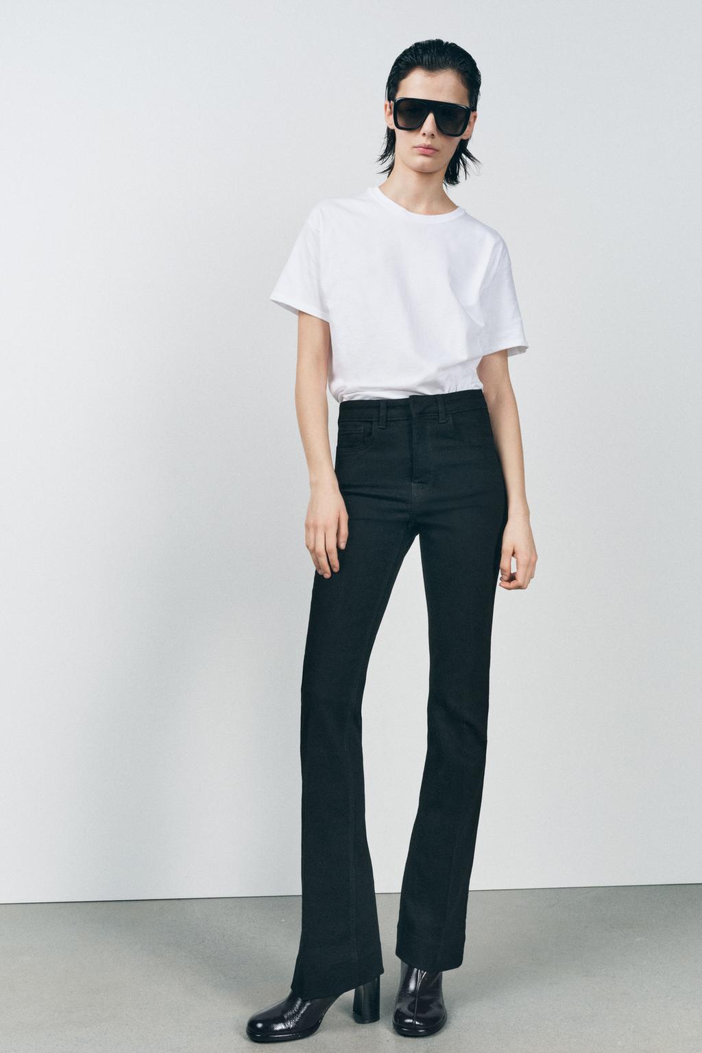 

Джинсы bootcut со средней талией ZARA, черный