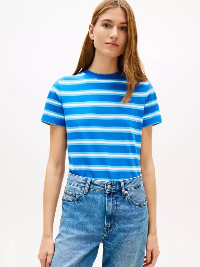 Футболка с полосатым логотипом, синяя Tommy Hilfiger