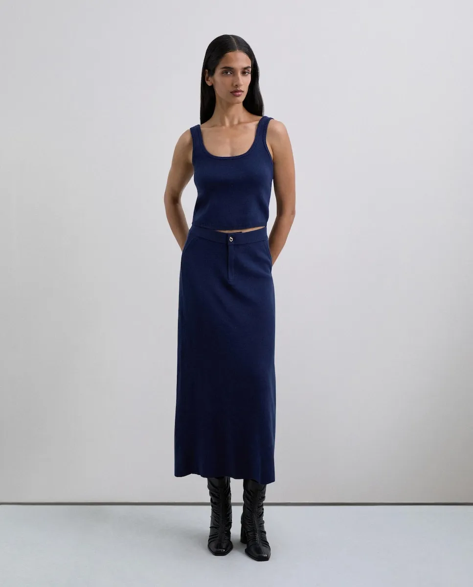 

Женская длинная трикотажная юбка с эластичной талией Scalpers, синий