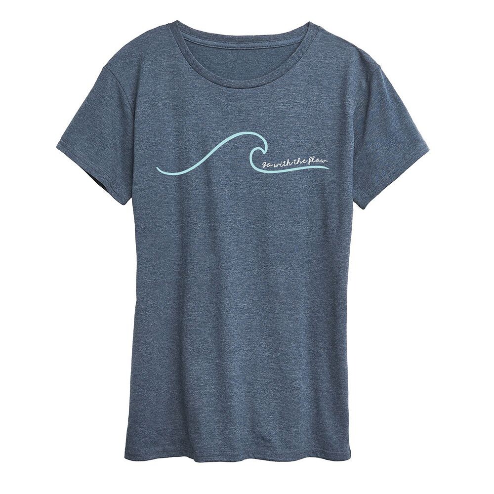 

Женская футболка с графическим рисунком Go With The Flow Wave, цвет Heather Blue