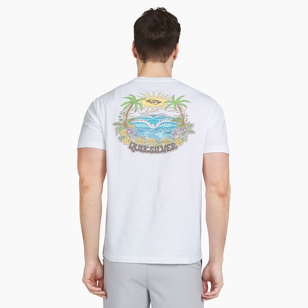 

Мужская футболка Quiksilver с рисунком на спине, цвет White Beach