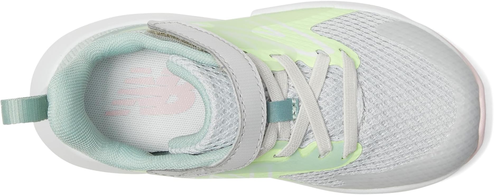 Кроссовки New Balance Kids  Rave Run v2 Bungee Lace with Top Strap, Grey Matter/Mint Flash/Mosaic Green — фото 2