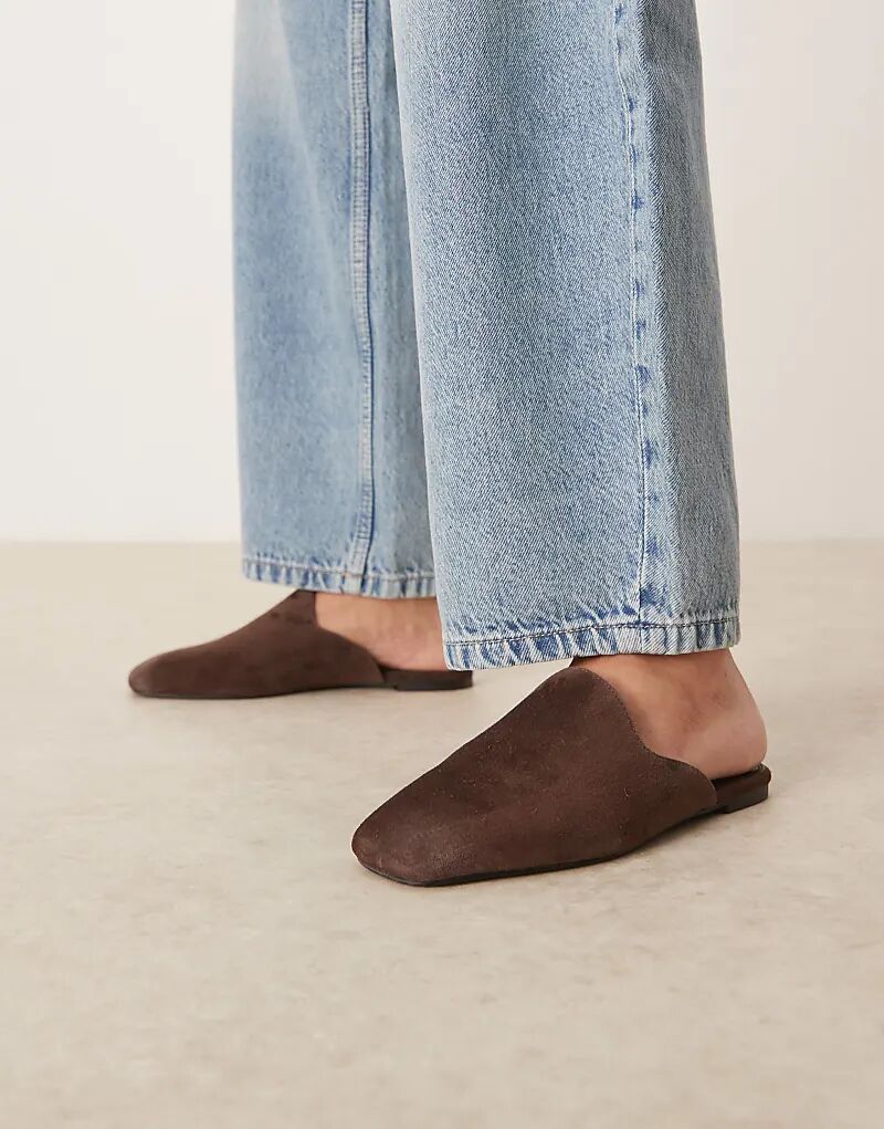 Мюли ASOS DESIGN Mimic премиум-класса из замши шоколадного цвета