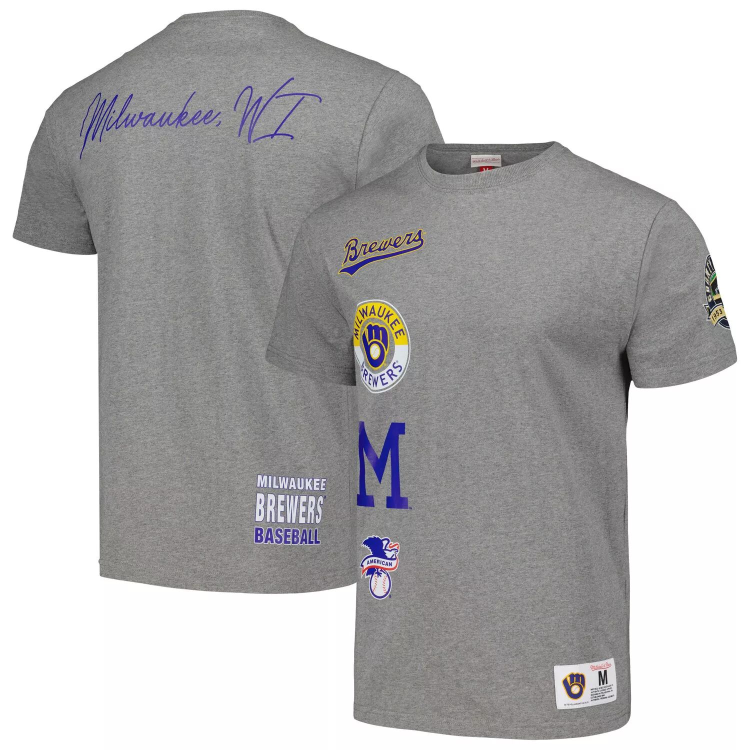 

Мужская футболка Mitchell & Ness Heather Grey Milwaukee Brewers Cooperstown Collection City Collection