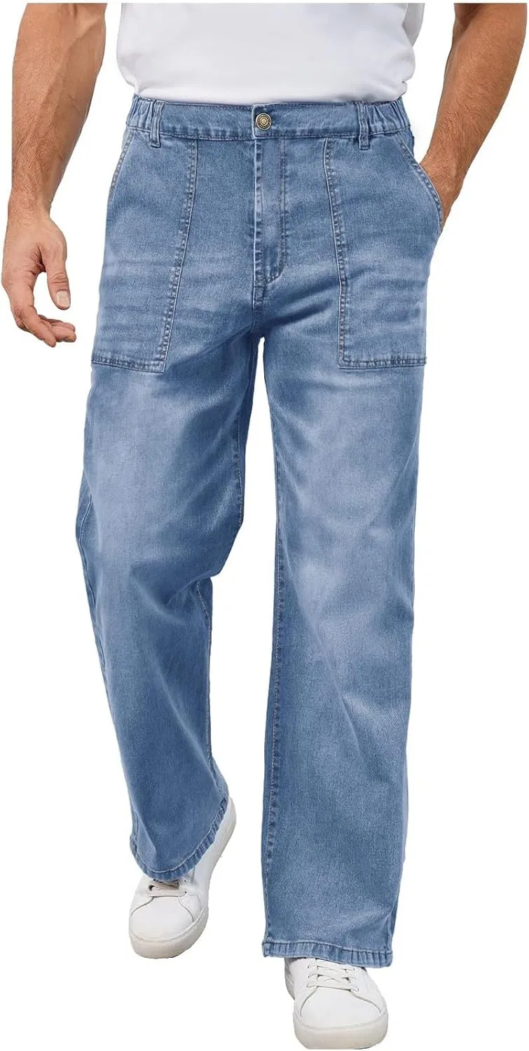 Джинсы мешковатые Men's Elastic Waist, Light Blue