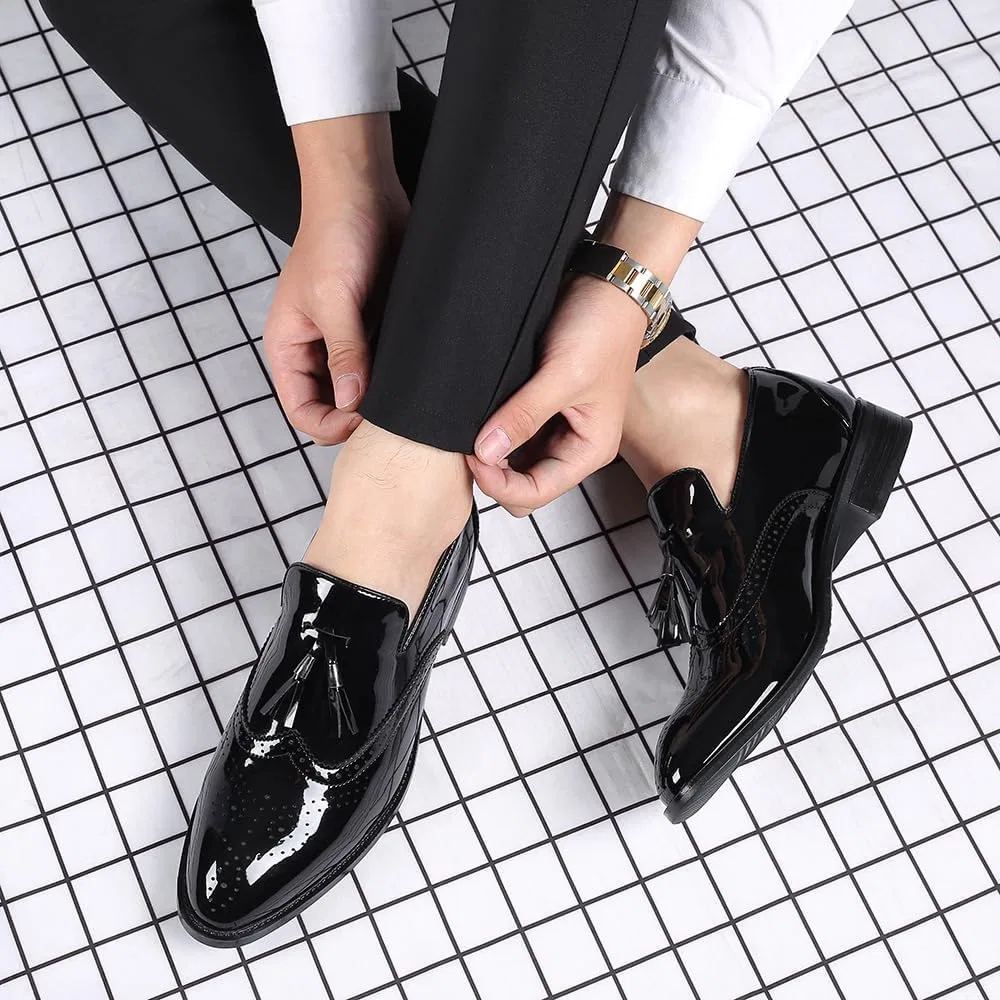 Лоферы кожаные без бренда Pointed Toe, черные SayfuR — фото 4