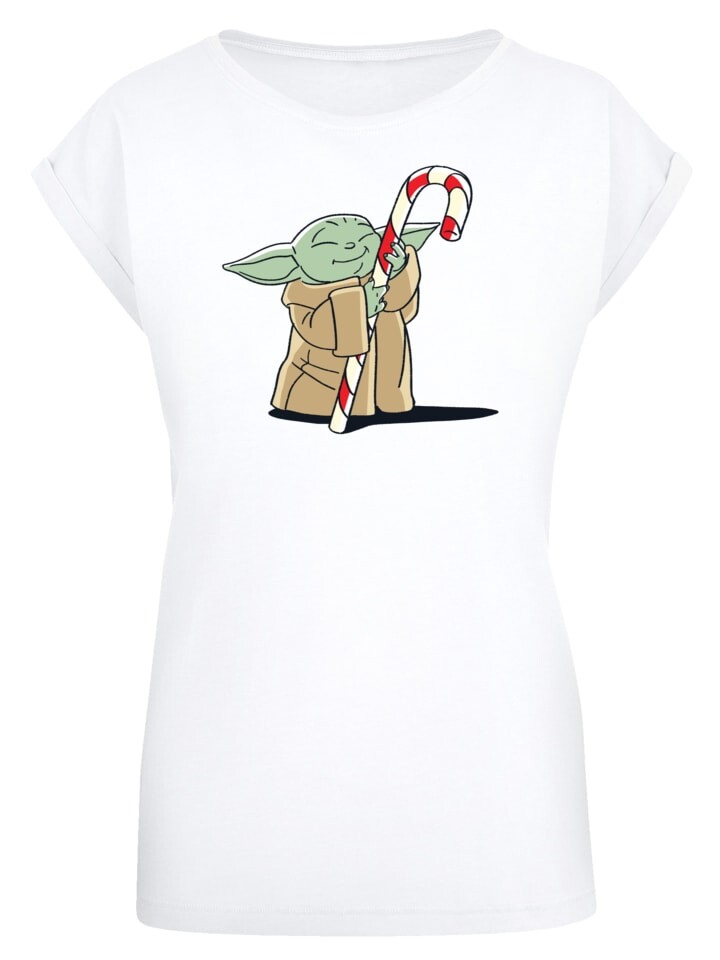 

Футболка F4NT4STIC Extended Shoulder T-Shirt Star Wars Grogu Loves Candy stick, белый