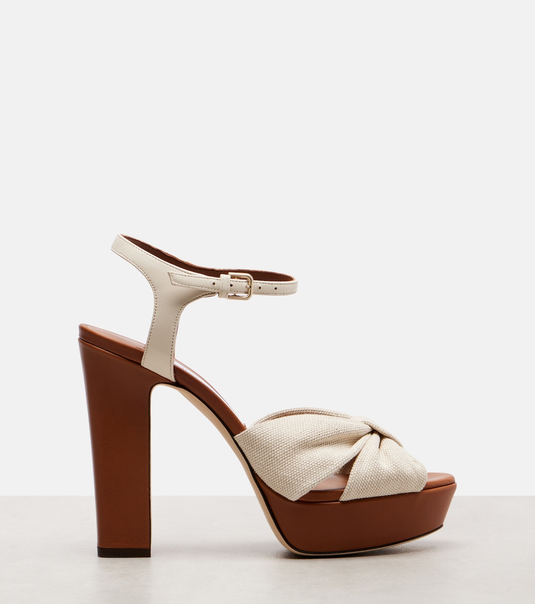 Элоиза 120 сандалии на платформе из холста Jimmy Choo, Tan/Natura — фото 4