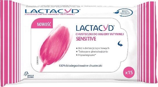 

Салфетки для интимной гигиены Sensitive, 15 шт. Lactacyd