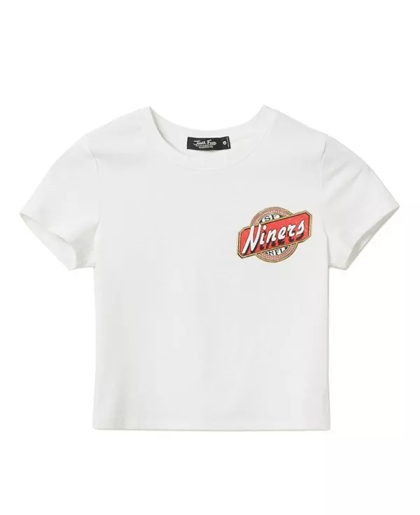 

Женская футболка с надписью "NFL San Francisco 49ers Cheers Baby" Junk Food Clothing, белый
