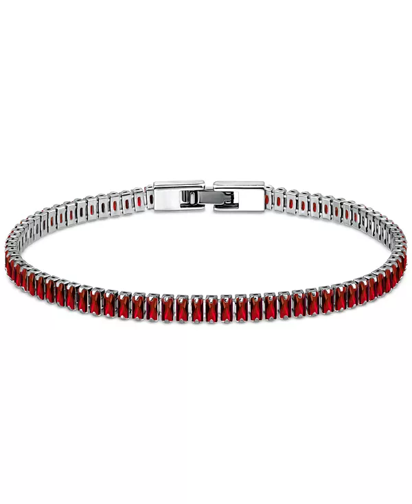 

Теннисный браслет багетной огранки с кубическим цирконием из стерлингового серебра, созданный для Macy's Giani Bernini, red