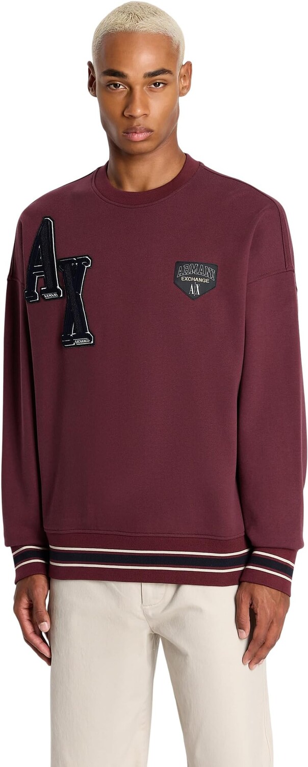 

Университетский флисовый пуловер Armani Exchange, цвет Vineyard Wine