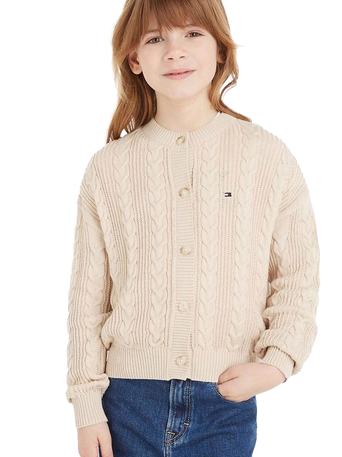 

Кардиган hilfiger cardigan relaxed fit per ragazze Tommy, бежевый