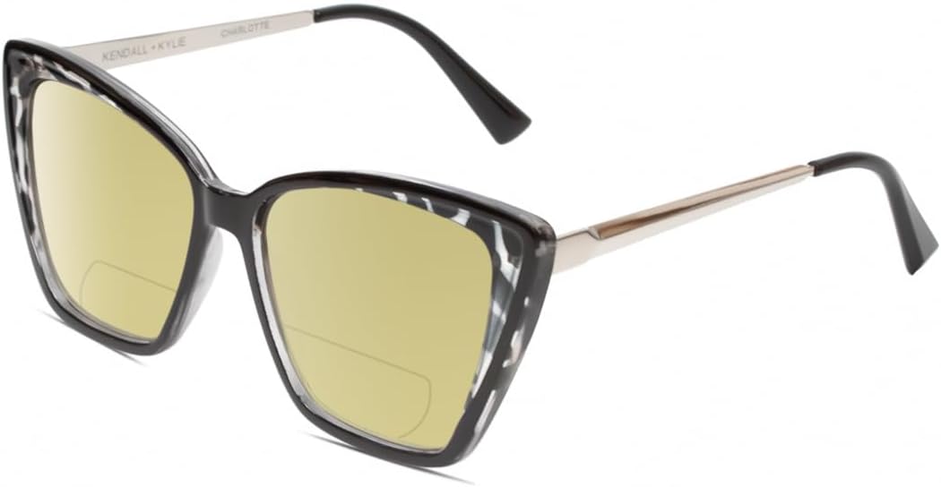 

Солнцезащитные очки Calabria K+K CHARLOTTE «Кошачий глаз», поляризованные, бифокальные, для чтения, модные, женские, солнцезащитные очки с защитой от УФ-излучения, Marble Black Clear Crystal/Yellow Lens