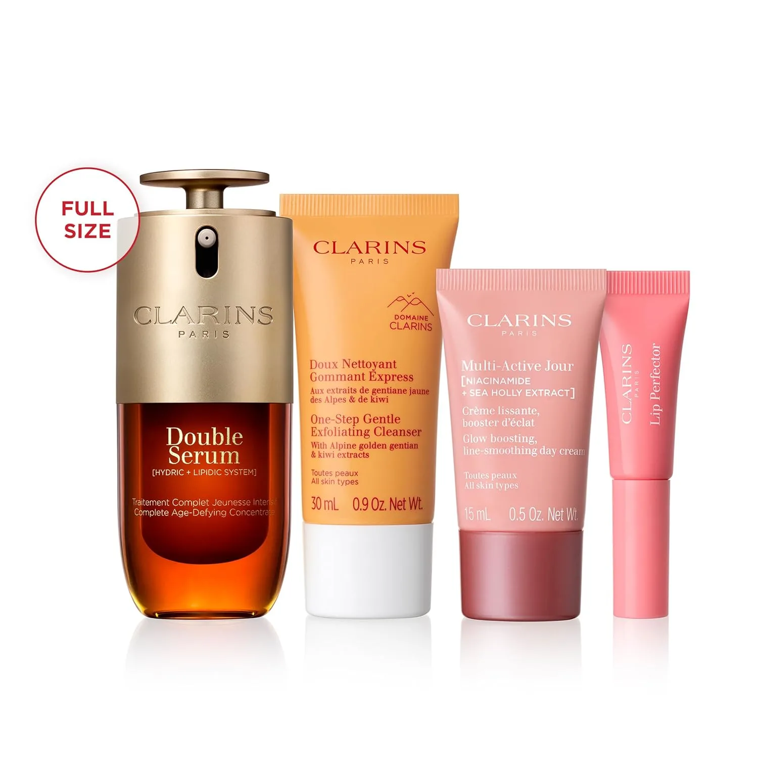 Clarins Smooth and Glow Starter Set | эксклюзивный набор для ухода за кожей из 5 предметов | включает полный размер Double Serum 30 мл — фото 2