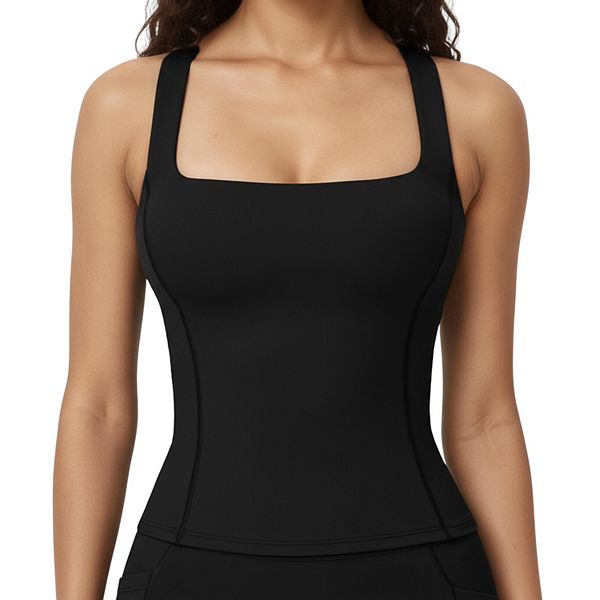 

Женский топ-майка с квадратным вырезом и рельефными швами Anna-Kaci, Black