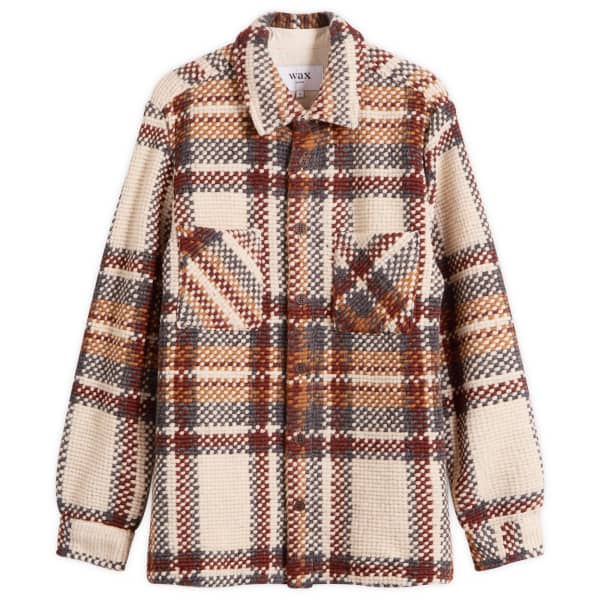 

Рубашка из шерсти в клетку Whiting с помпонами Wax London, Ecru & Multi