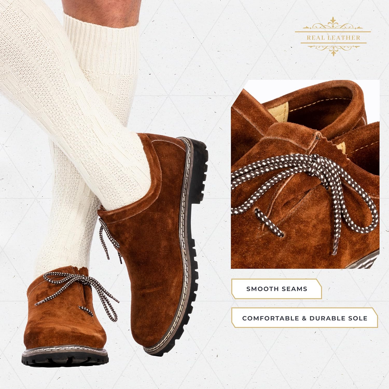 Ботинки Bavaria Trachten Lederhosen Haferl, натуральная кожа, темно-коричневый цвет — фото 3