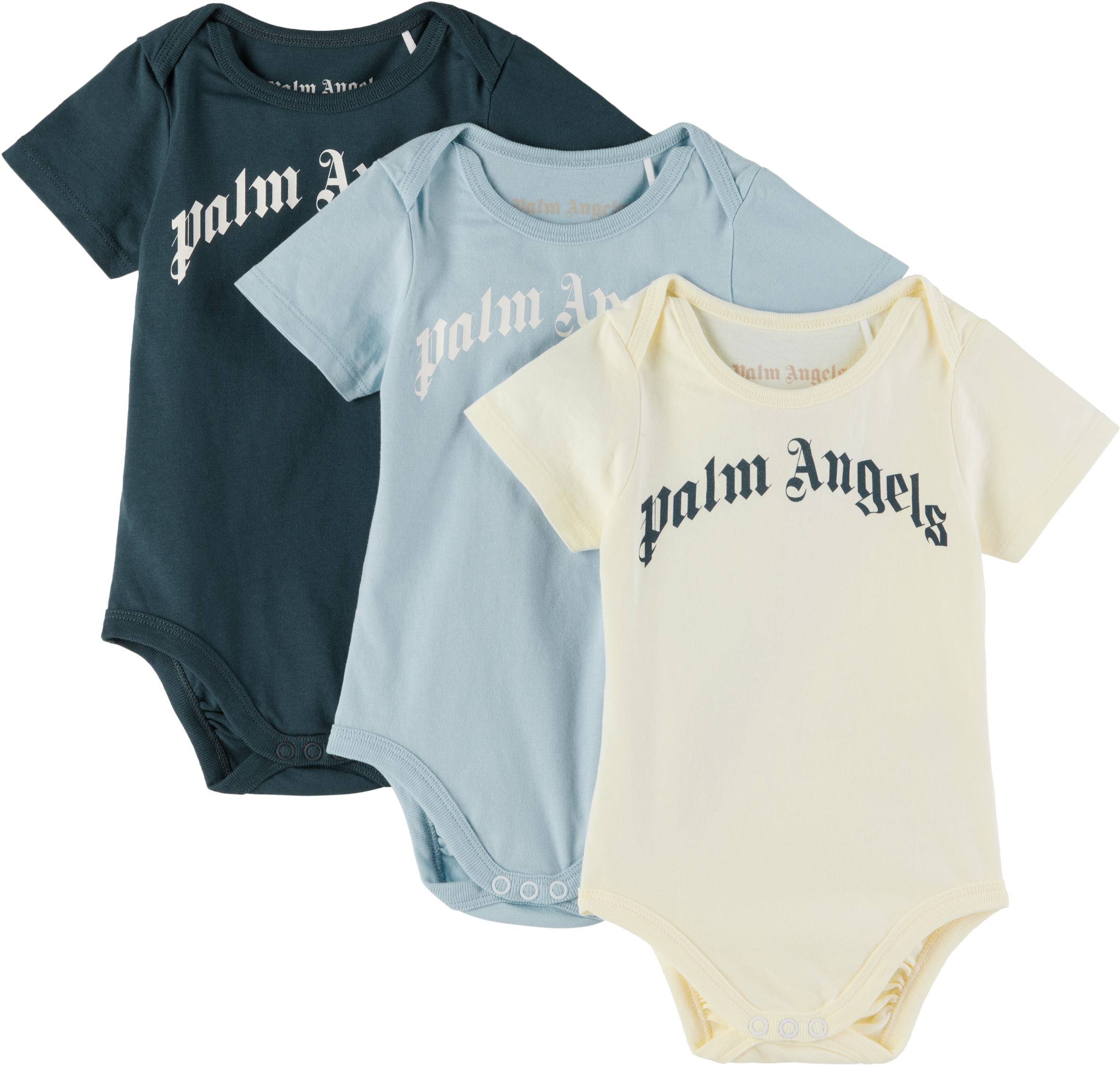 

Упаковка из трех детских боди с разноцветным логотипом Palm Angels