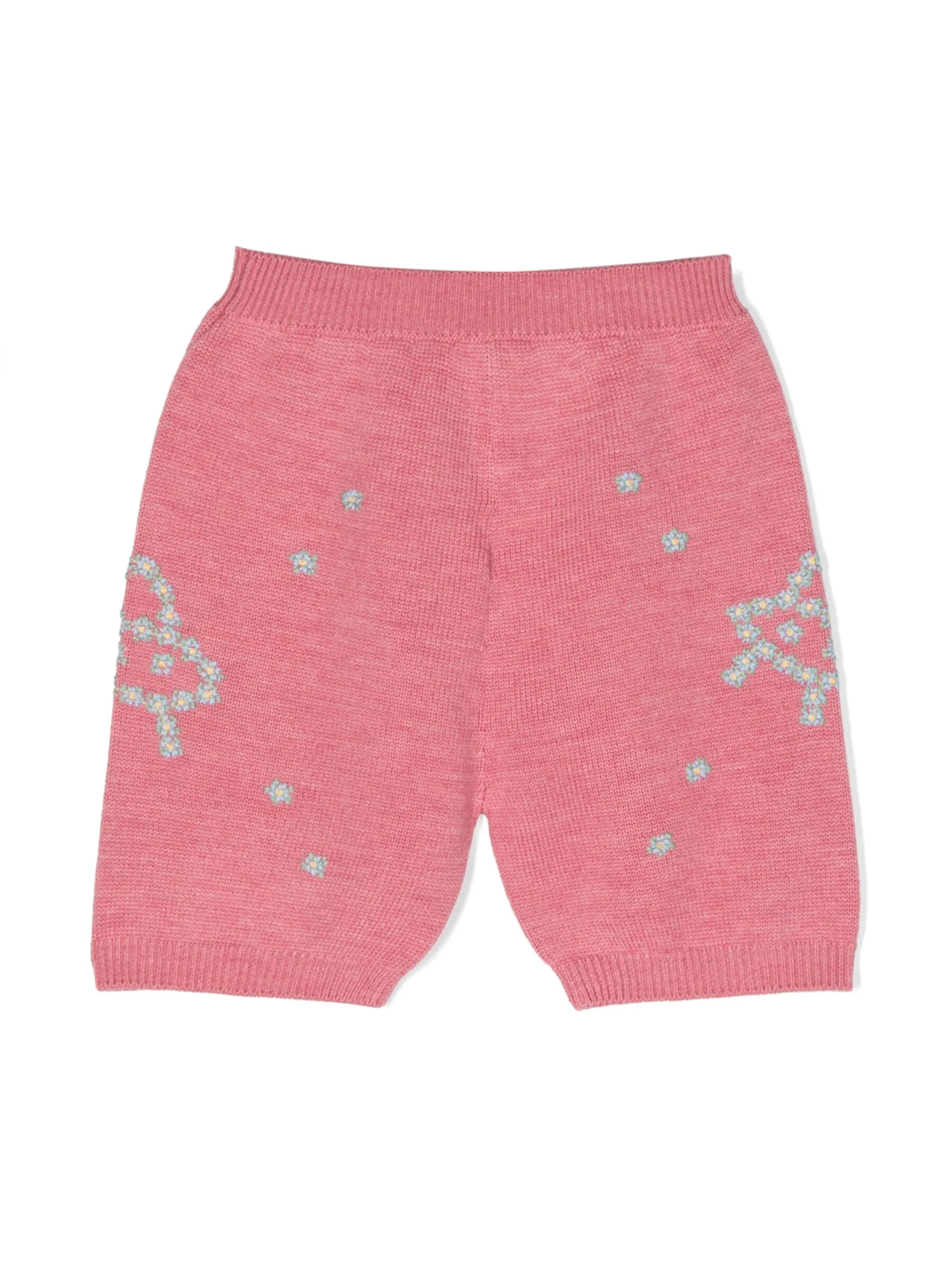 Шерстяные шорты с цветочной вышивкой Gucci Kids, розовый — фото 2