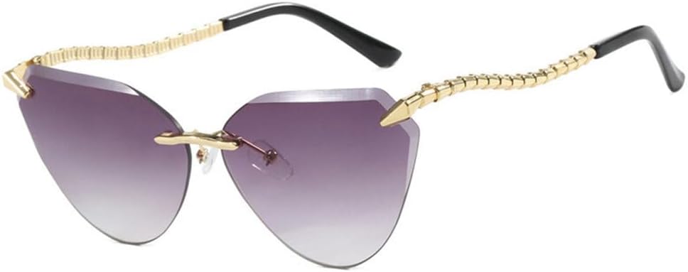 

Женские солнцезащитные очки без оправы с металлическим градиентом и оправой «кошачий глаз», солнцезащитные очки для активного отдыха с защитой от УФ-излучения generic, C2doublegrey