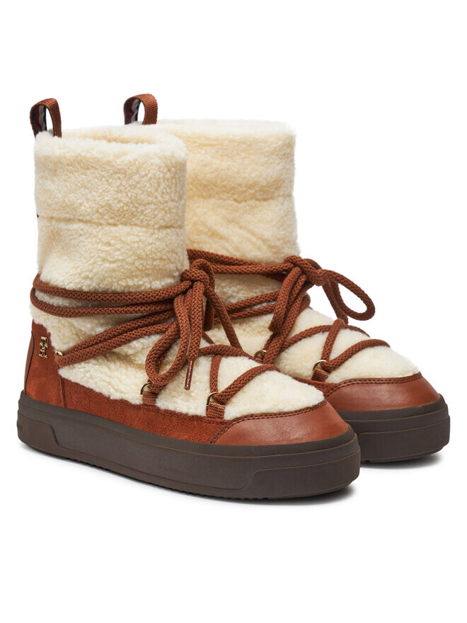 Зимние Ботинки Tommy Hilfiger Lace-Up Faux Shearling Snowboot FW0FW08252, бежевый — фото 2