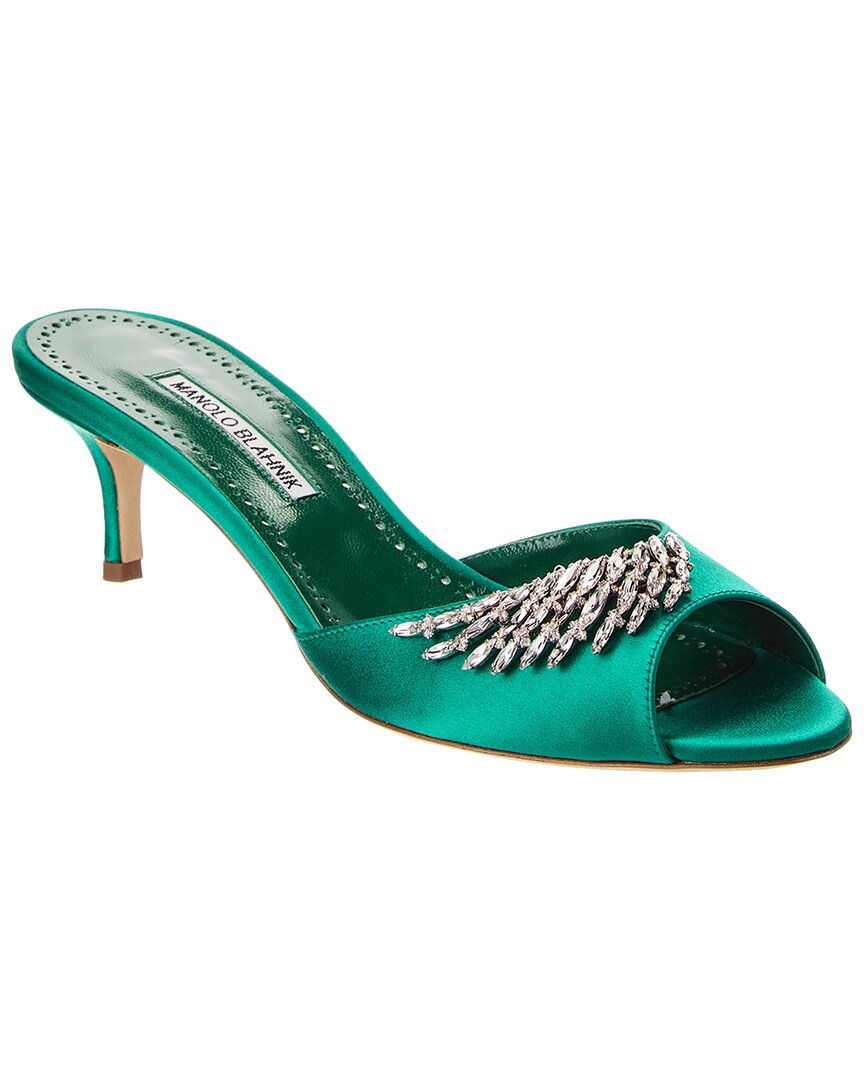 Manolo Blahnik Lumada 50 Satin Sandal, зеленый