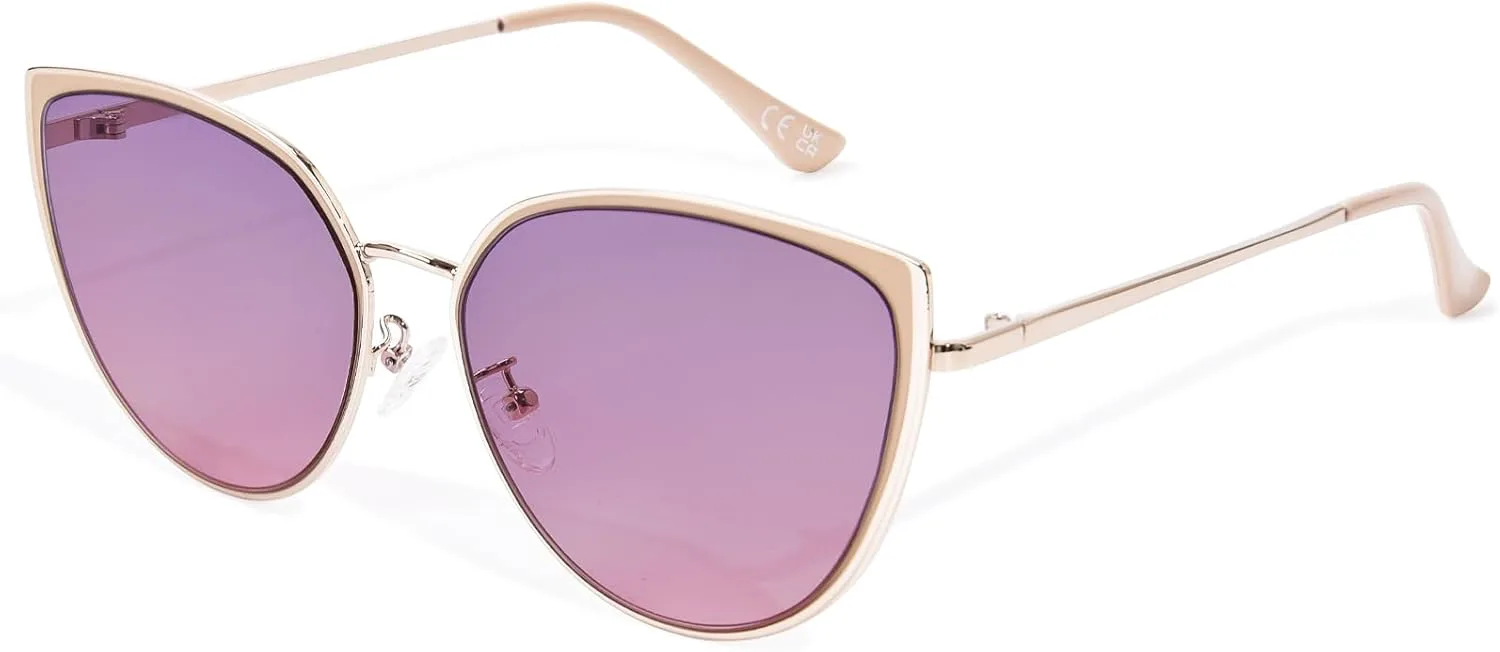 

Солнцезащитные очки «кошачий глаз» для женщин, модные, с крупной металлической оправой, защита от УФ-излучения UV400, винтажные солнцезащитные очки ZESAKER, Purple