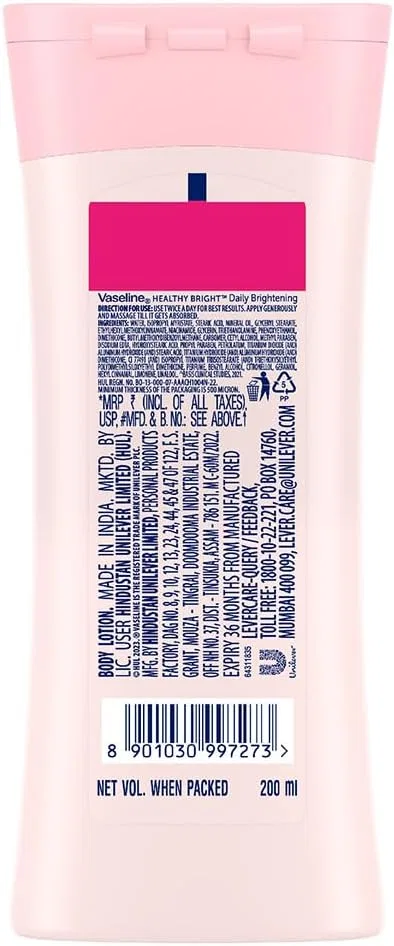 Лосьон для тела увлажняющий Vaseline Healthy White Lightening, 200 мл — фото 2