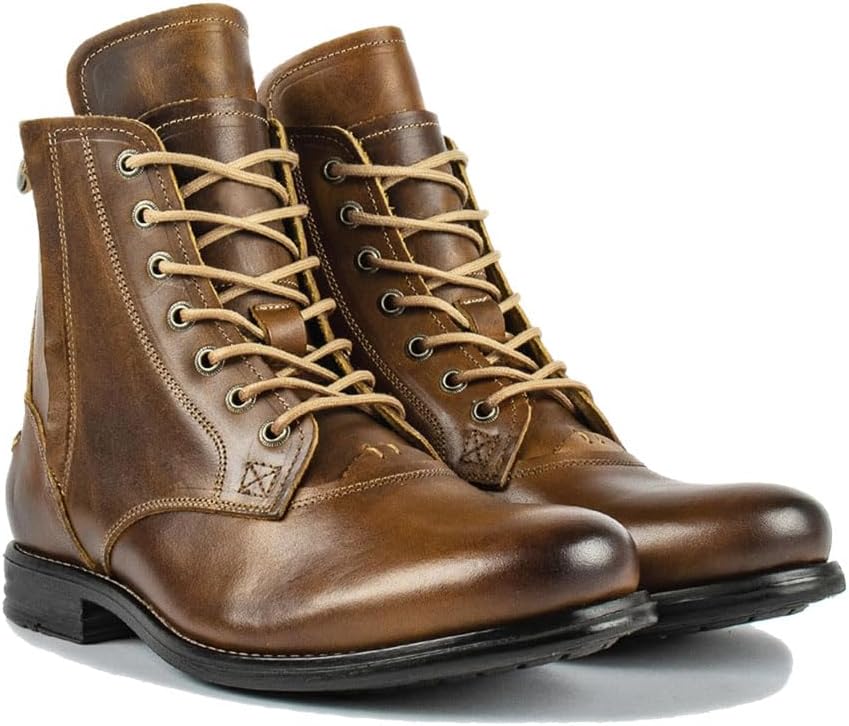 

Мужские ботинки Oxford, повседневные полусапожки для мужчин, мужские мотоциклетные ботинки на шнуровке с боковой молнией Odipon, коричневый