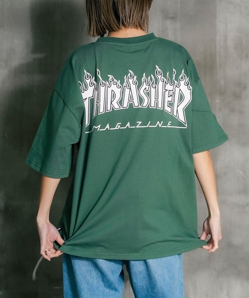 

Футболка с коротким рукавом, принт с логотипом FLAME на спине THRASHER, зеленый